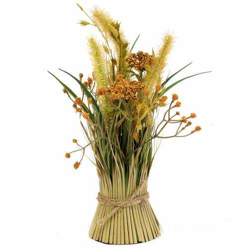 Grappolo d&#39;erba, erba decorativa con achillea, decorazione autunnale gialla, verde H27cm