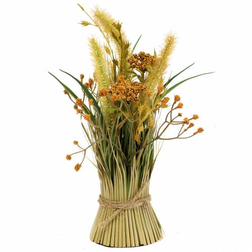 Floristik24 Grappolo d&#39;erba, erba decorativa con achillea, decorazione autunnale gialla, verde H27cm