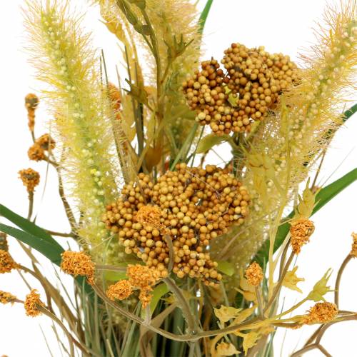 Floristik24 Grappolo d&#39;erba, erba decorativa con achillea, decorazione autunnale gialla, verde H27cm