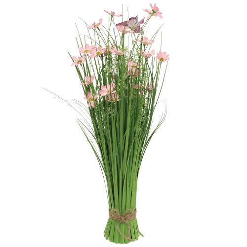 Floristik24 Mazzo di erba con fiori e farfalle rosa 70 cm
