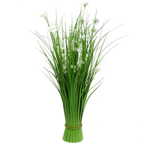 Floristik24 Mazzo d&#39;erba con fiori bianchi 70cm