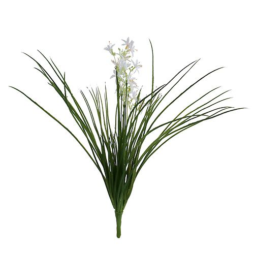 Cespuglio di erba con fiori verdi, bianco 3 pezzi
