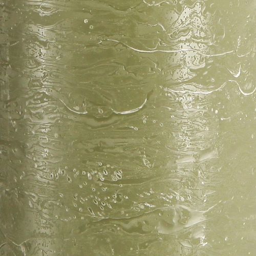 Prodotto Candele grandi candele a colonna verde oliva 85x200mm 2 pz