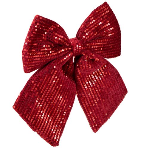 Grande fiocco di velluto con paillettes rosso scuro 20×22cm 2 pezzi