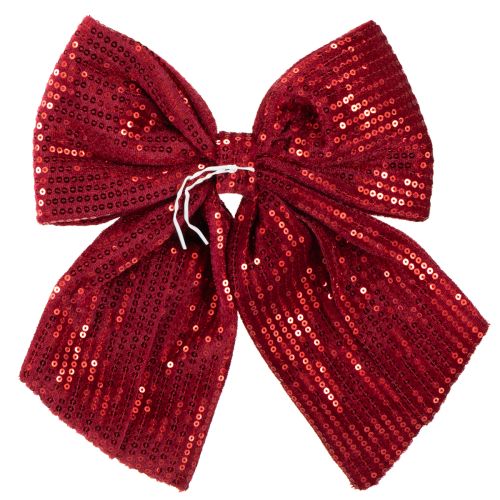 Prodotto Grande fiocco di velluto con paillettes rosso scuro 20×22cm 2 pezzi