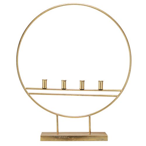 Prodotto Portacandele a bastone grande in un anello di metallo oro antico H77 cm Per 4 candele