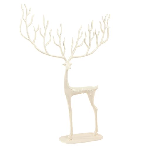Grande decorazione natalizia in metallo a forma di renna, bianca, altezza 58 cm