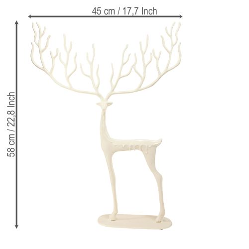 Prodotto Grande decorazione natalizia in metallo a forma di renna, bianca, altezza 58 cm