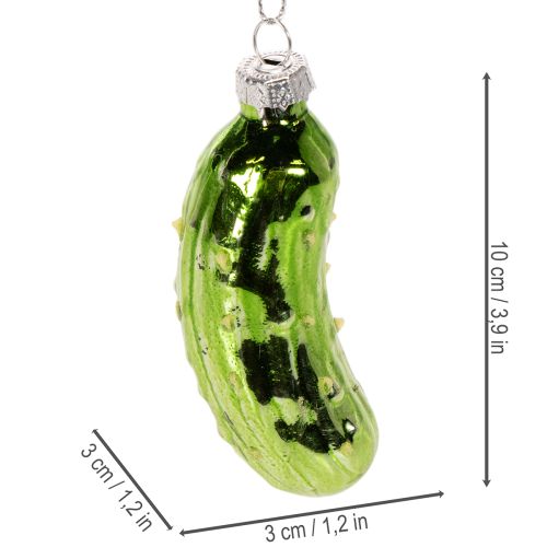 Cetriolino di Natale in vetro, decorazione per albero di Natale da appendere, 7 cm, 4 pezzi | Floristik24.it