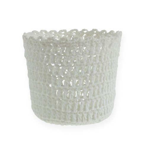 Floristik24 Vaso all&#39;uncinetto con inserto bianco Ø11cm H9cm