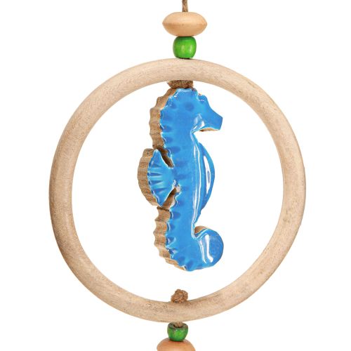 Prodotto Decorazione sospesa carillon marittimo a vento in legno naturale blu H35cm 3pz