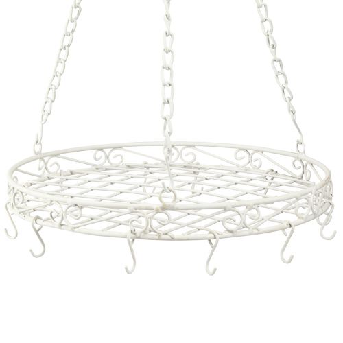 Prodotto Vassoio decorativo da appendere in metallo con ganci in bianco Ø29,5 cm H55 cm