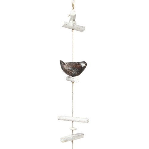 Prodotto Decorazione sospesa estiva in legno a forma di uccello marrone naturale bianco 118cm