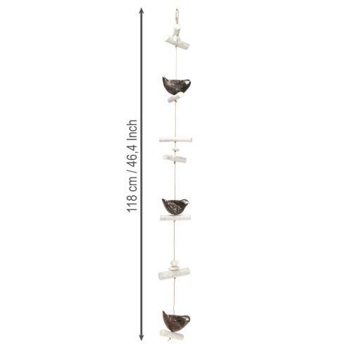 Prodotto Decorazione sospesa estiva in legno a forma di uccello marrone naturale bianco 118cm