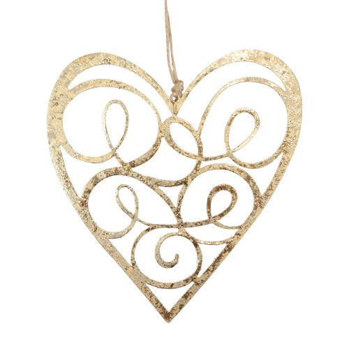 Floristik24 Decorazione da appendere per finestra decorazione cuori in metallo cuori dorati 17 cm 2 pezzi