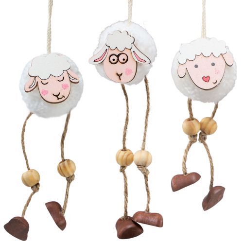 Floristik24 Decorazione da appendere primavera Decorazione pasquale ciondolo pecora 10 cm 12 pz
