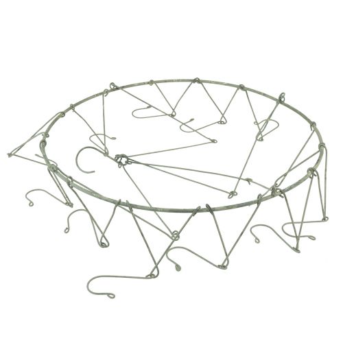 Floristik24 Anello decorativo in metallo da appendere con 12 ganci grigio Ø38cm H14cm