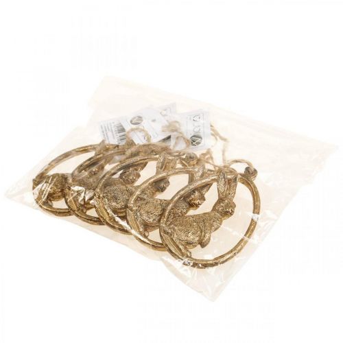 Floristik24 Decorazione pasquale da appendere Decorazione coniglietto pasquale uovo oro 9 cm 6 pezzi