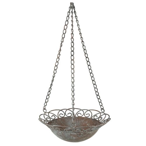 Floristik24 Ciotola decorativa sospesa in metallo per appendere marrone bianco Ø24,5/28 cm