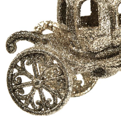 Decorazione da appendere Carrozza natalizia con glitter 11x5x8,5cm