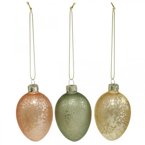 Floristik24 Uovo di Pasqua da appendere in plastica dorata, rosa, verde 6,5cm 6pz