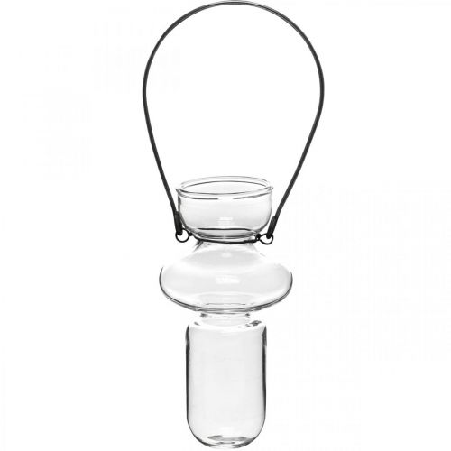 Prodotto Mini vasi in vetro vaso sospeso staffa in metallo decorazione in vetro H10,5 cm 4 pezzi