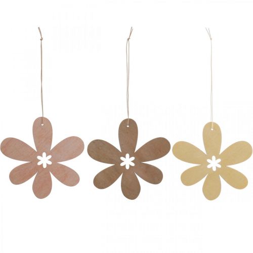 Floristik24 Fiore decorativo pendente in legno fiore in legno viola/rosa/giallo Ø12cm 12 pezzi