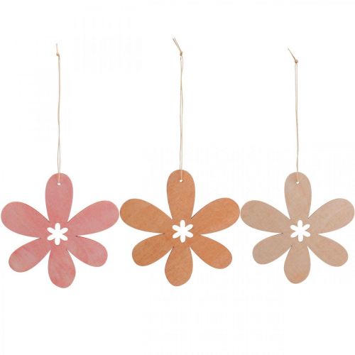 Prodotto Ciondolo in legno fiore decorativo fiore in legno arancione/rosa/giallo 12 pezzi
