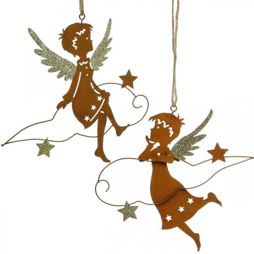 Floristik24 Appendino decorativo Decorazione angelo natalizio metallo ruggine 15 cm 6 pz