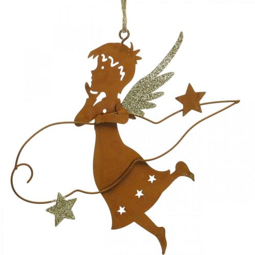 Floristik24 Appendino decorativo Decorazione angelo natalizio metallo ruggine 15 cm 6 pz