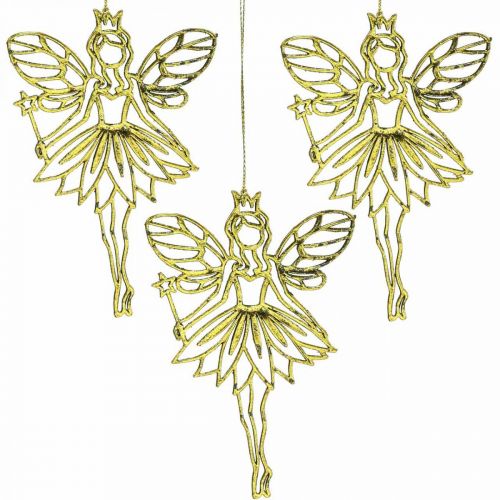 Floristik24 Decorazioni per l&#39;albero di Natale ciondolo fata elfo dorato H15cm 16 pz