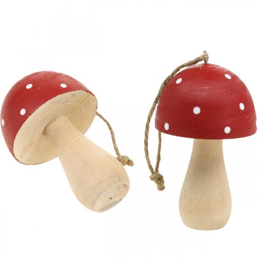 Floristik24 Agarico di mosca funghi decorativi fungo in legno da appendere H8.5cm 6pz
