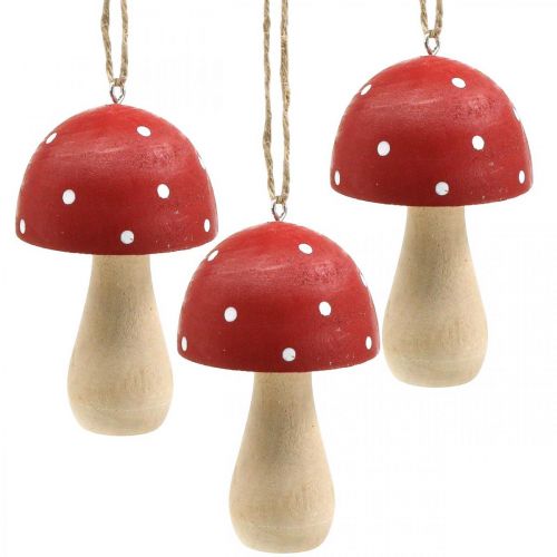 Floristik24 Agarico di mosca funghi decorativi fungo in legno da appendere H8.5cm 6pz