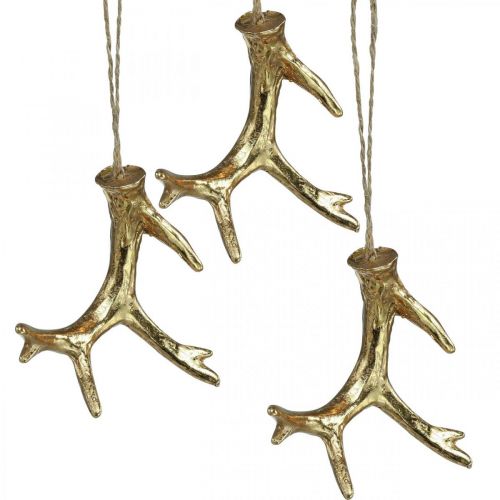 Floristik24 Decorazione pendente natalizia corna decorazioni per albero oro 7,5 cm 6 pz