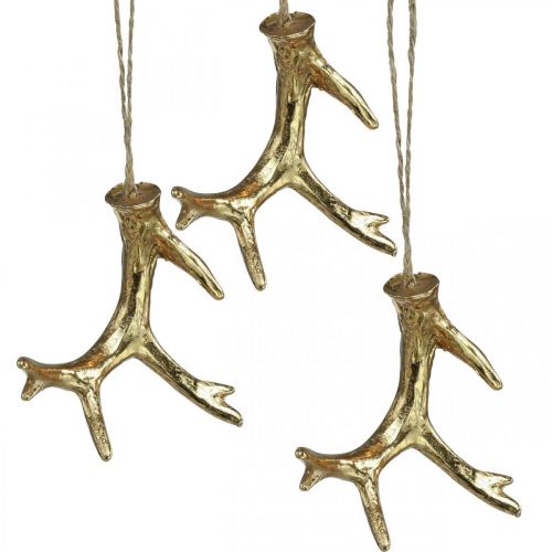 Floristik24 Ciondolo natalizio deco decorazione albero di corna oro 7,5 cm 6 pezzi