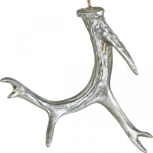 Floristik24 Decorazione pendente natalizia corna dell'Avvento in argento 15 cm 4 pz