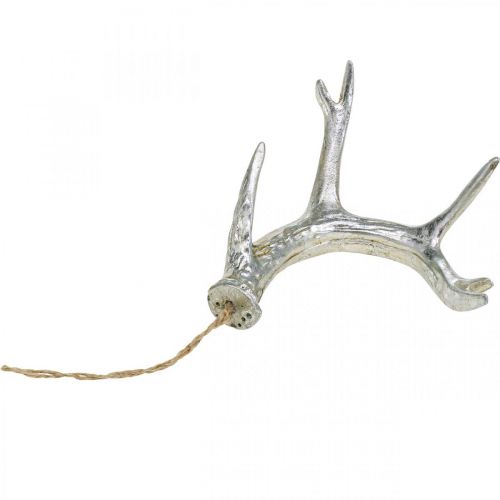 Floristik24 Decorazione pendente natalizia corna dell'Avvento in argento 15 cm 4 pz