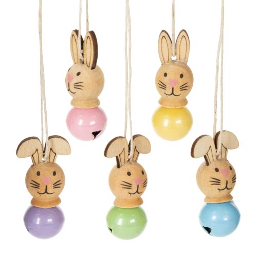 Floristik24 Ciondoli decorativi in legno a forma di coniglietto pasquale per la primavera e l'albero di Pasqua, 4 cm, 12 pezzi