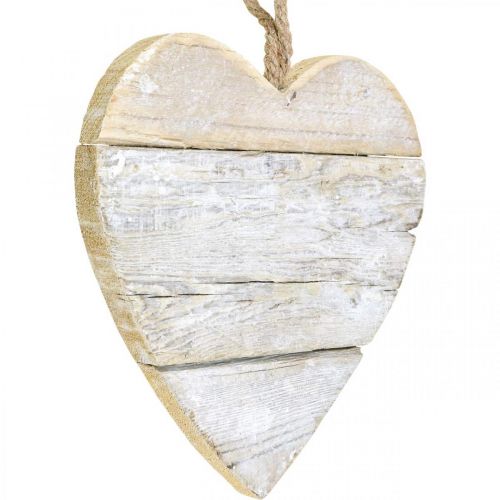 Prodotto Cuore in legno, cuore decorativo da appendere, decorazione cuore bianco 24cm