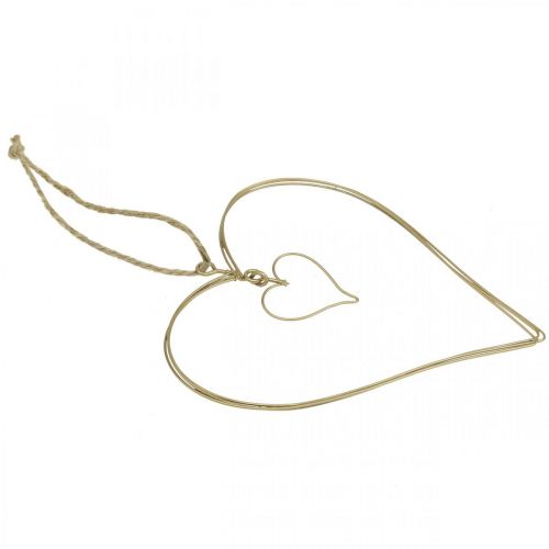 Prodotto Cuore decorativo da appendere, decorazione da appendere cuore in metallo dorato 10,5 cm 6 pz