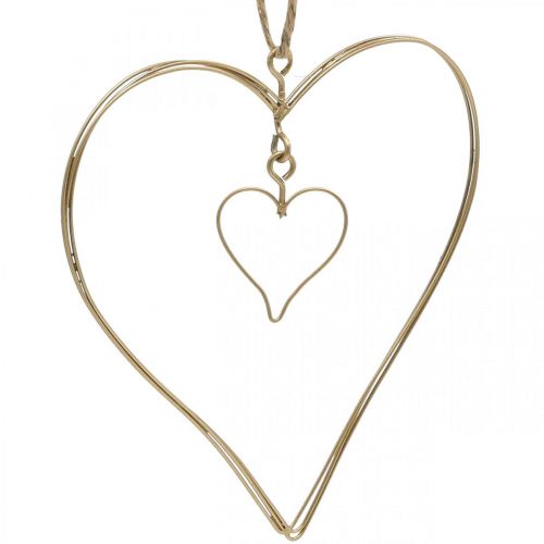 Prodotto Cuore decorativo da appendere, decorazione da appendere cuore in metallo dorato 10,5 cm 6 pz
