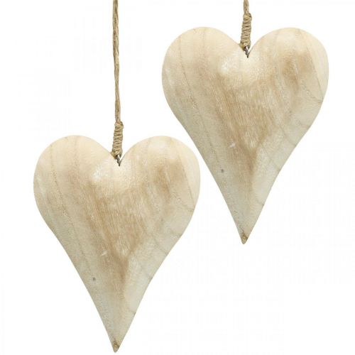 Floristik24 Cuore in legno, cuore decorativo da appendere, decorazione cuore H16cm 2 pz