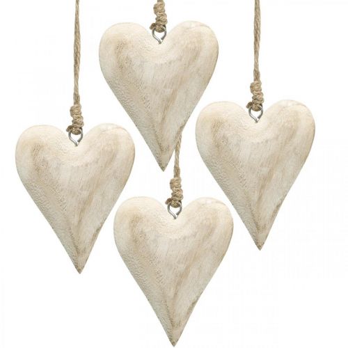 Floristik24 Cuore in legno, cuore decorativo da appendere, decorazione cuore H10cm 4 pz