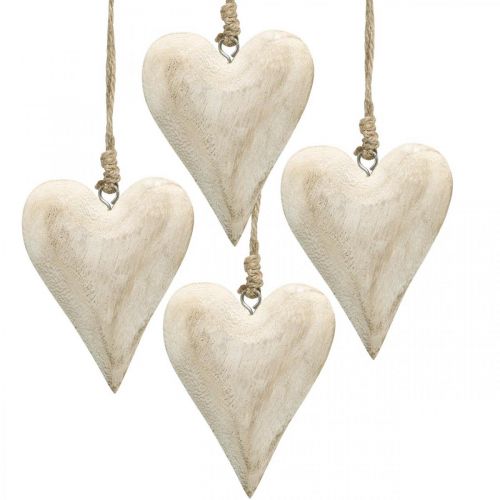 Floristik24 Cuore in legno, cuore decorativo da appendere, decorazione cuore H10cm 4pz