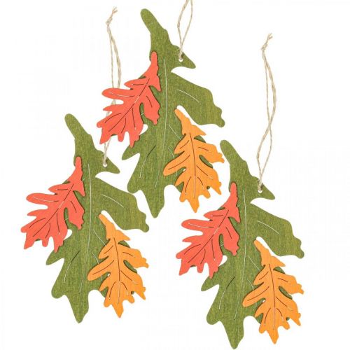 Floristik24 Ciondolo decorativo autunnale foglie di legno foglia di quercia 17 cm 6 pezzi