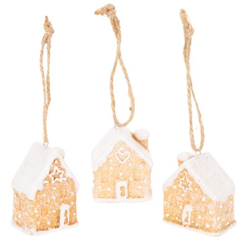 Casetta di pan di zenzero in ceramica, decorazione da appendere, decorazione invernale natalizia, 6 cm, 3 pezzi acquistare | Floristik24.it