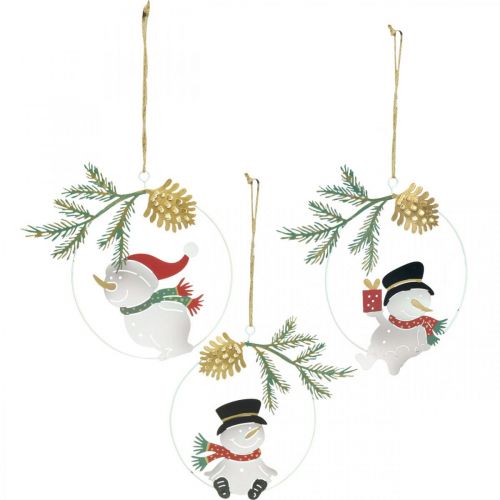 Prodotto Ciondolo natalizio decorazione pupazzo di neve anello in metallo Ø14cm 3pz