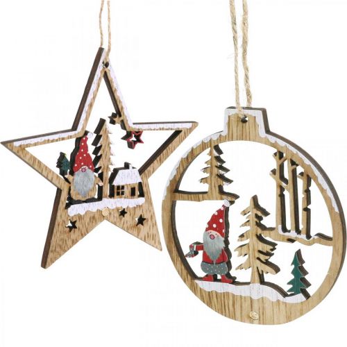 Floristik24 Ciondolo natalizio addobbi albero natale gnomo 8/10cm 12pz