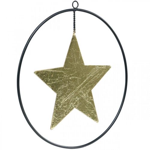 Ciondolo stella decorazione natalizia nero dorato 12,5 cm 3 pezzi