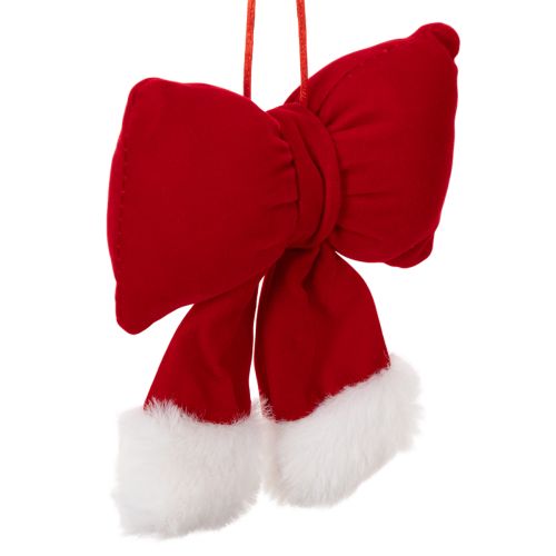 Fiocco in tessuto di flanella con bordo in peluche, da appendere, 15 cm